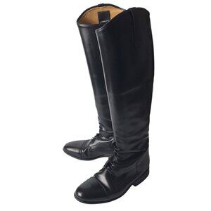 Konigs Vintage German Long Dressage Riding Field Boots Black Leather US 7.5‎